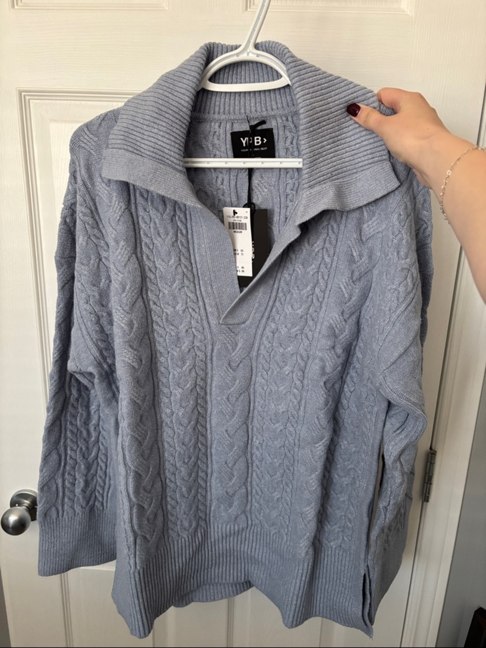 YPB by A&F Cable-Knit Polo Collar Sweater
